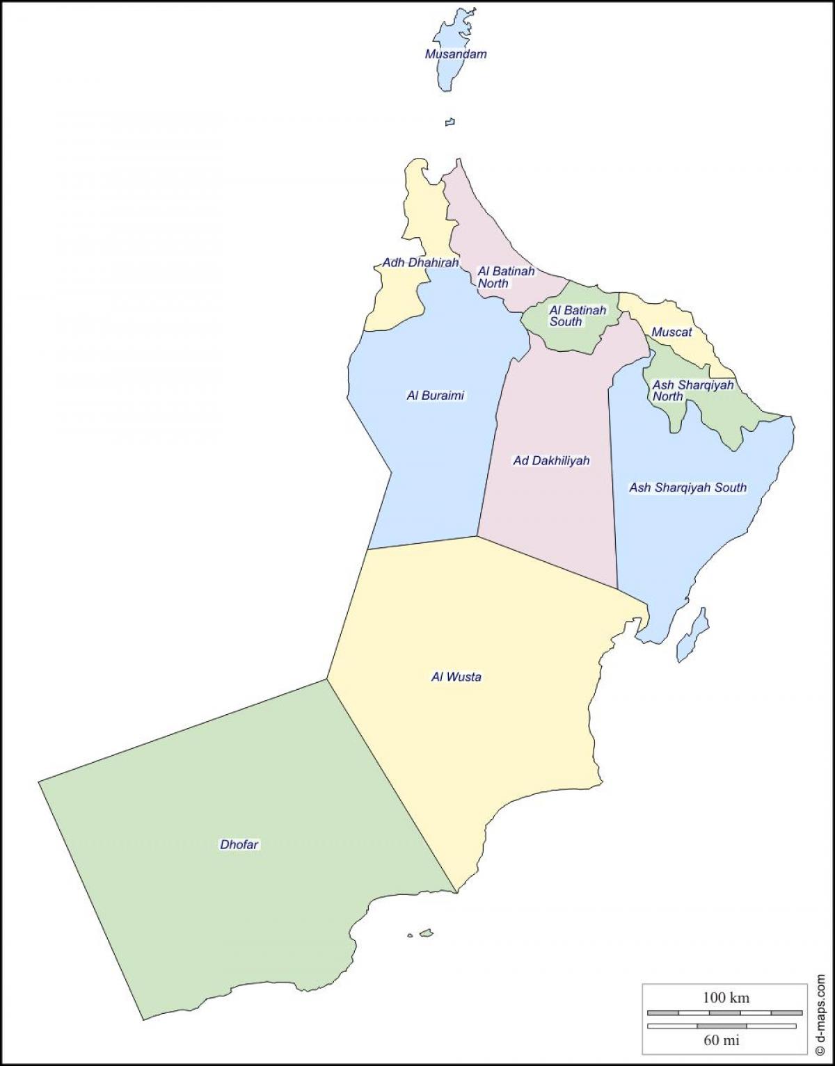 ਨਕਸ਼ਾ ਦੇ ਓਮਾਨ governorates